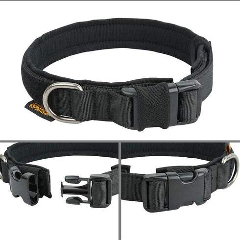 EXCELLENT ELITE SPANKER Tactical Adjustable Nylon Dog Collar - Heavy Duty Military for Small, Medium, Large Dogs (BLK-M)