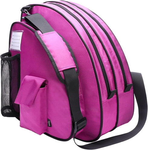TOPOWN Ice Skate Bag, Roller Skates Bag for Men and Women, Premium Black Ice Skate Bag, Rose Red