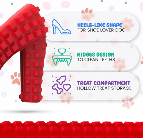 SUPER SHOE - Dog Toy for Aggressive Chewers – Rubber Natural Teething Toys - Treats Dispenser and Toothbrus for Small and Medium Dogs