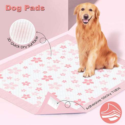 36x36 (30 Count) MIZOK Puppy Pads Pink, Dog Pee Pads Leak-Proof with Quick-Dry Surface, Dog Pads Extra Large