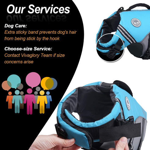 VIVAGLORY Sports Style Dog Life Jacket, Adjustable & Durable, Extra Flotation Swim Vest for Small Dogs, Blue