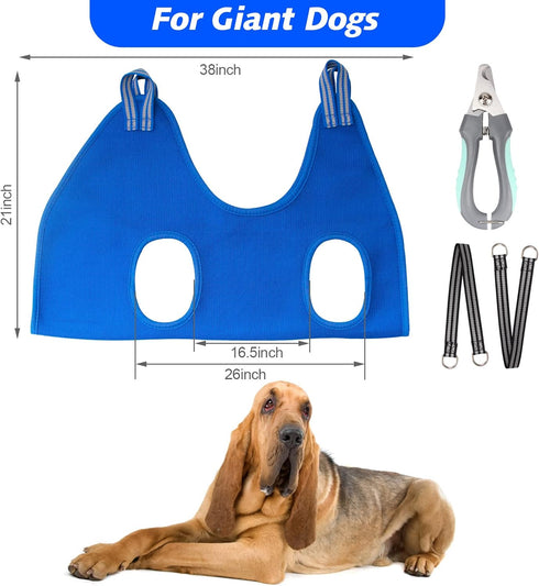 Pet Grooming Hammock for XXL Large Dogs with Nail Clippers, Grooming Scissors, and Harness for Nail Trimming