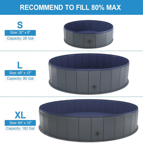 Niubya Foldable Dog Swimming Pool, Collapsible Hard Plastic Bath Tub for Pets, Indoor and Outdoor, 64 x 12 Inches