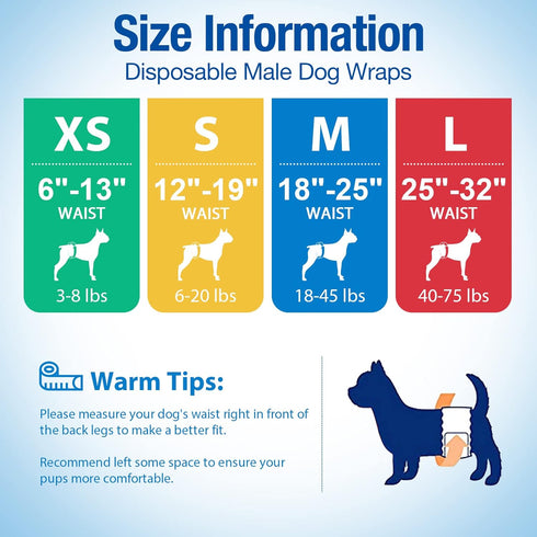 50pcs Pet Soft Dog Diapers Male - Disposable Male Dog Wraps Wetness Indicator, Ultra Absorbent Doggie Diapers