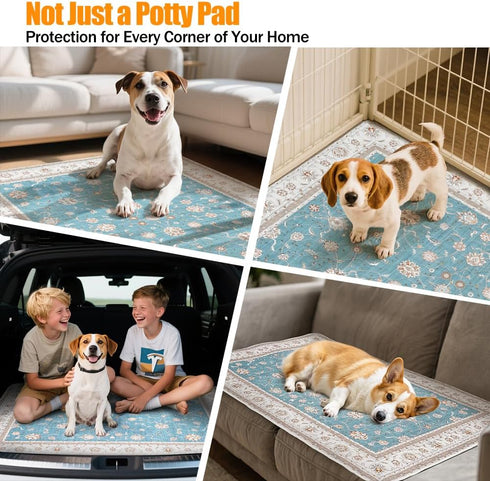 32"x48" 2 Pack Washable Pee Pads for Dogs, Rabbits & Hamsters - Reusable Puppy Pads Super Absorbent Waterproof Non-Slip