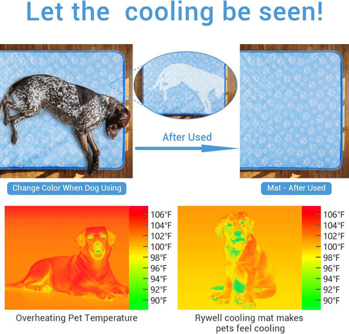 Rywell Upgrade Self-Cooling Mat for Dogs, Extra Large 44'' x 32'', Washable Non-Toxic Summer Pet Outdoor Bed