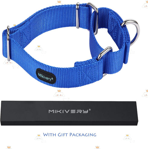 Martingale Dog Collar, Adjustable Nylon Training Collar for Small Medium Large Dogs (Royal Blue, M)