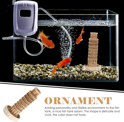 Leaning Tower of Pisa Model, Italy Ornament, Aquarium Landscape Ornament, Fish Tank Cave Architecture Building Models,