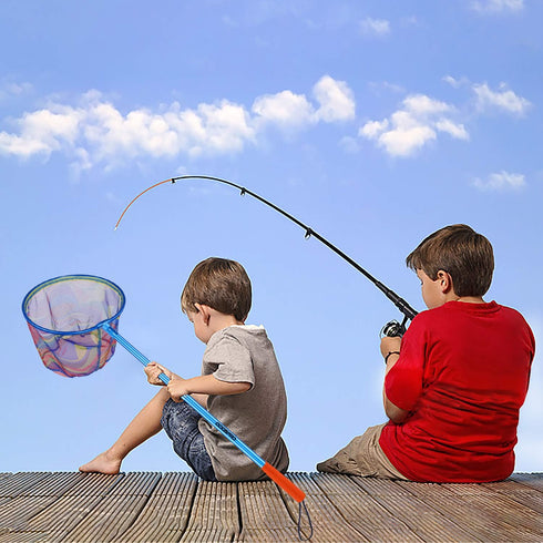 Kids Fishing Net - Telescoping Bait, Minnow, and Butterfly Net, 11.4" Depth, Handle Extends to 30"