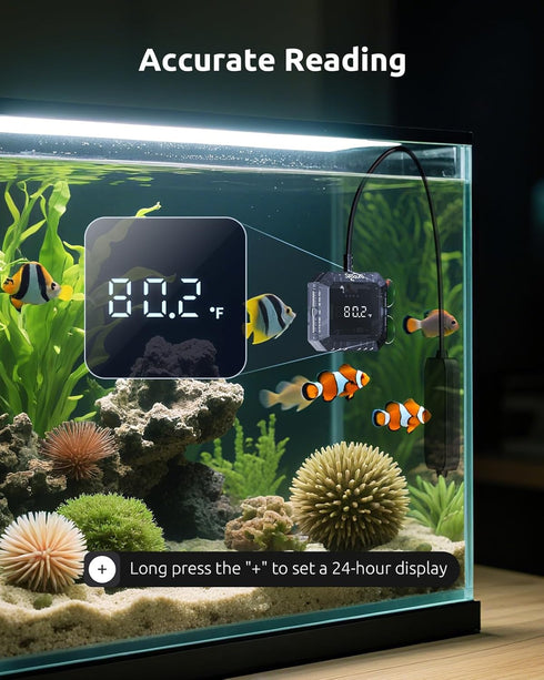 1 6.56ft Aquarium Thermometer Submersible, Digital Fish Tank Thermometers with USB for GlassTank, Aquariums Temperature