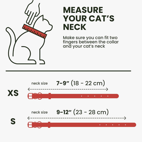 BRONZEDOG Leather Cat Collar with Removable Bells, Non-Breakaway Kitten QR Tag for Girl Boy, Red & Gold (9" - 12")