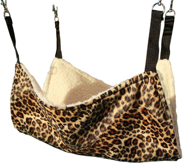 Pet Cage Hammock, Polyester Leopard Print Design for Small Pets, Hanging Bed Sleepy Pad Comforter