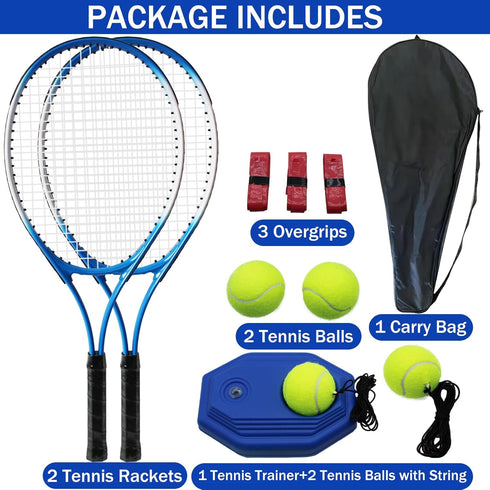 Magicorange Tennis Rackets Set for Adults, 2 Players Recreational with 4 Tennis Balls, 3 Overgrips, 1 Bag