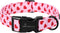 ARING PET Valentine's Day Dog Collar, Cute Cotton Heart Adjustable Pink Collar for Girl Puppy with Quick Release Buckle
