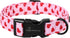 ARING PET Valentine's Day Dog Collar, Cute Cotton Heart Adjustable Pink Collar for Girl Puppy with Quick Release Buckle