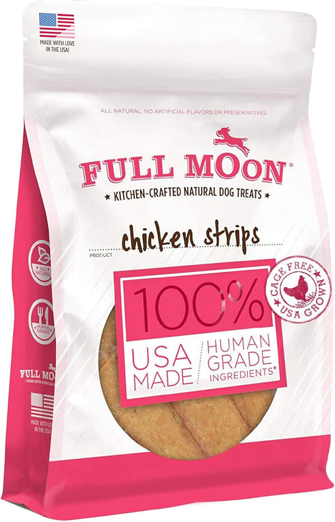 Full Moon Chicken Strips, 12 oz, Healthy All Natural Dog Treats, Human Grade, Grain Free, Made in USA