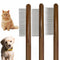 3 Pack Solid Wood Combs for Cats and Dogs - Tangle and Knot Remover - Flea Lice Comb with Rounded Stainless Steel Teeth