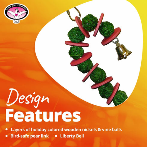 Super Bird Creations SB186 Vine Ball Candy Cane Bird Toy, Small/Medium Size, 9" x 4"