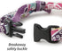 Necoichi Chirimen Hanabi Fireworks Cat Collar (Purple) with Bell, Safety Breakaway for Cats