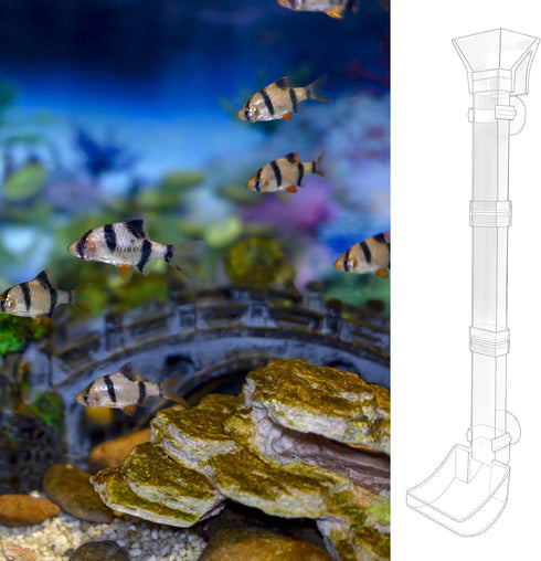 Rainmae Aquarium Fish Shrimp Feeding Dish Set, Transparent Fish Feeder Tube Kit with Cleaning Brush