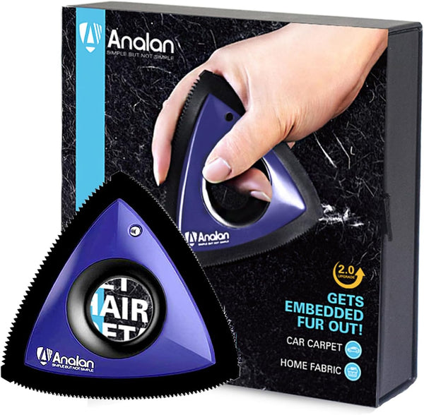 Analan Mini Pet Hair Remover, Triangle Design for Car Interior, Auto Detailing, Multi-Color (Sapphire Blue)
