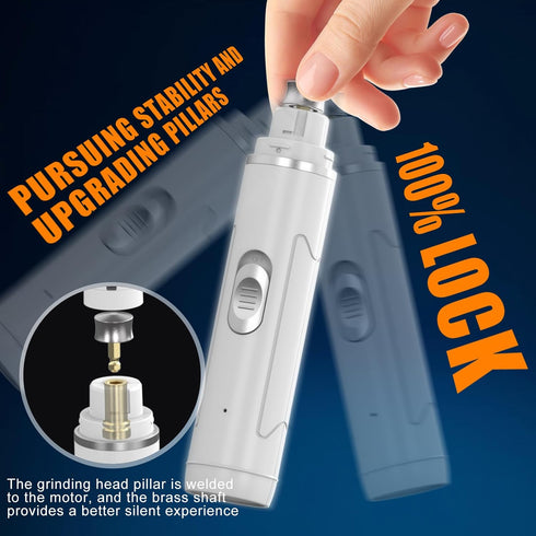 2-Speed Trimmers Dog Nail Grinder Quiet - Professional Dog Nail Grinder with Guard, Rechargeable & Painless Dog Nail