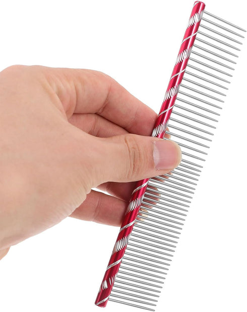 UEETEK Stainless Steel Pet Grooming Comb for Dogs & Cats (Rose Red)