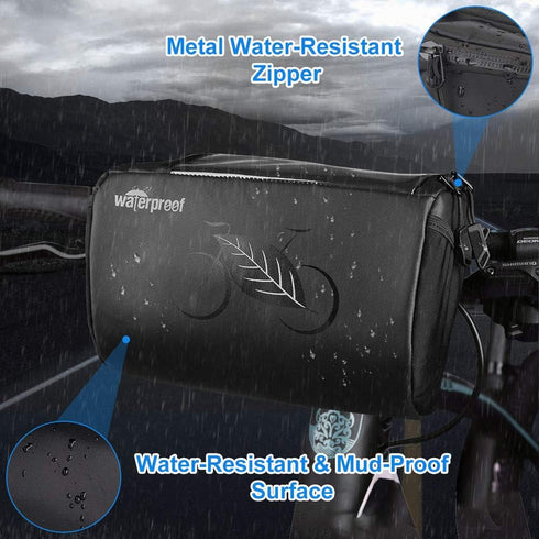 WOTOW Bike Waterproof Handlebar Bag with Touch Screen Phone Holder, Reflective Storage Pouch, 3L for Cycling