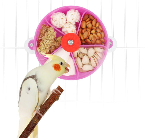 Bird Creative Foraging System Wheel, Seed Food Ball Rotate Training Toy for Small and Medium Parrots, Purple