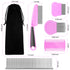 Flea Comb for Dogs & Cats, 5 Pieces Grooming Set with Metal Teeth and Storage Pouch (Pink)