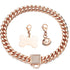 Rose Gold Dog Chain Collar with CZ Design Buckle - Stainless Steel Cuban Link Collar for Boys Girls (14mm, 24'')