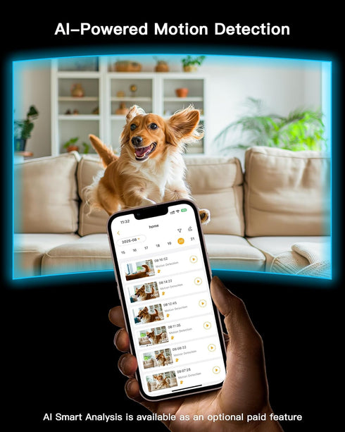 ARENTI 5G 4MP 2-Way 64G Storage(P2Q 64G 1PC) Pet Camera, No Subscription Indoor Security Camera for Dog/Cat/Baby, Free