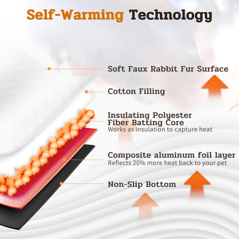Pack 4 (43.5'' 27.5'' 0.7'')) NWK of Fluffy Self Warming Cat Mat, Cat Blanket, Thermal Dog Mat, Washable, Non-Slip