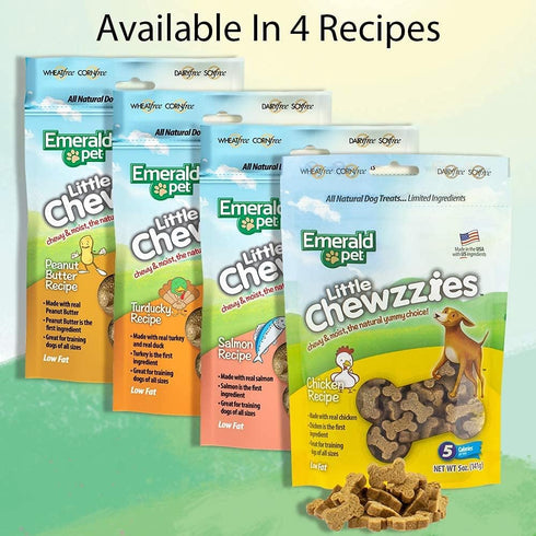 Emerald Pet 3 Pack of Little Chewzzies - 5 Ounces each, Chicken Flavor Low Calorie Wheat-Free Dog Treats