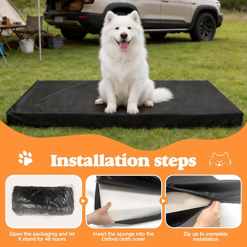 Bhyhok 3.14 Inch 600D (53.8 24 Inch) Waterproof Dog Mat for Car Backseat Thick Non-Slip Backseat Pet Mat with Oxford
