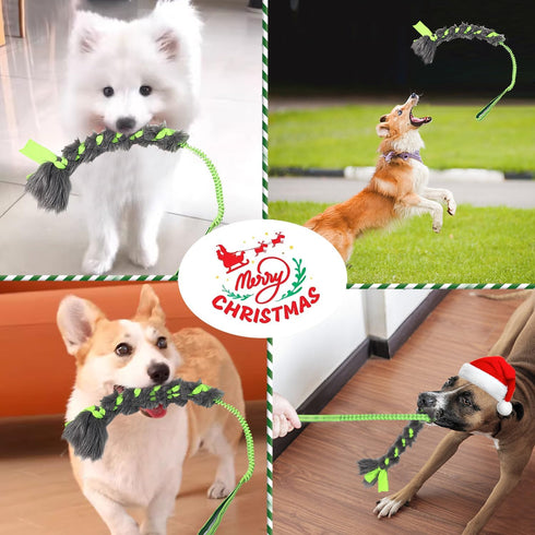 Christmas Dog Tug Toys, Large Chew Toy for Aggressive Chewers, Easy to GRAP, Ideal for Training, Hand Made (Green)
