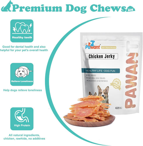 1lb/454g Chicken Jerky for Dogs Treats Training Snacks Dog Chew Treats Rawhide Free for Small and Large Dog