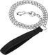 Metal Chain Heavy Duty Dog Leash - Chew Proof with Soft Handle for Large & Medium Pets Walking (4 ft. x 3.0 mm Black)
