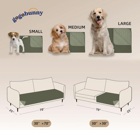 gogobunny 100% Double Sided Waterproof Dog Blanket, Soft Pet Bed Cover, Reversible, 40x50 Inch, Dark Olive/Light Olive
