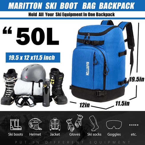 Ski Boot Bag for Travel, Fits Ski Boots, Snowboard Boots, Helmet, Goggles, Gloves, Skis, Snowboard & Accessories