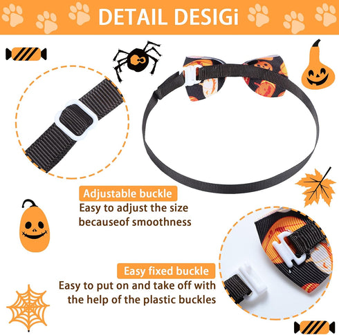 32 Pieces Halloween Dog Bow Ties & Adjustable Cat Bow Ties - Pumpkin Ghost Neckties for Halloween Fall Decoration