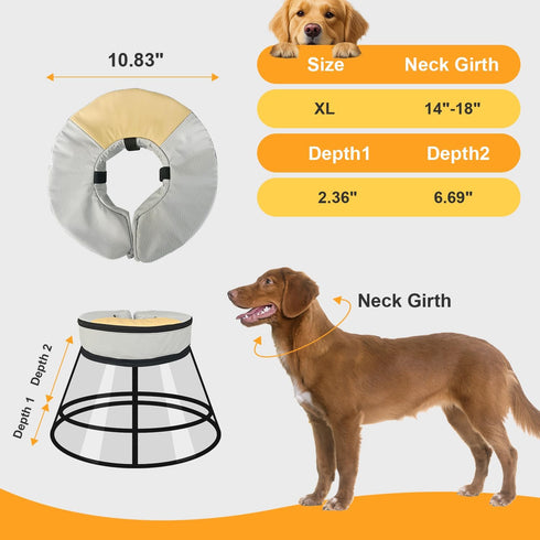 2PCS Sponge Core Dog Cat Cone Collar for After Surgery Recovery, Inflatable Dog Cone Alternative, Lainergie Dogs Donut