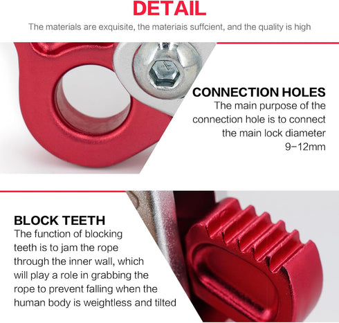 Rope Grab with 15KN Quick Lock for Rock Climbing Fall Protection, Outward Bound Training, Fire Rescue, Power Engineering
