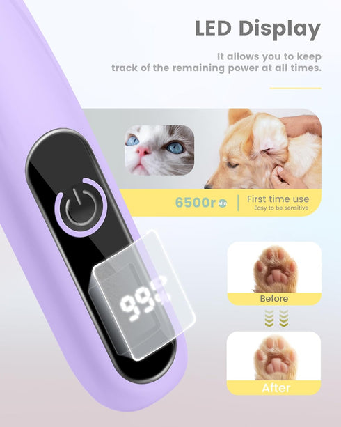 Trimmer Display,35dB Trimmers Trimmer PAPMINI Dog Paw with LED Ultra-Low Noise Dog Grooming Clippers,Cordless Paw