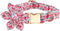 Cute Pink Flowers Print Dog Collar, Soft Adjustable Pet Collar with Metal Buckle Gift for X-Large Dogs