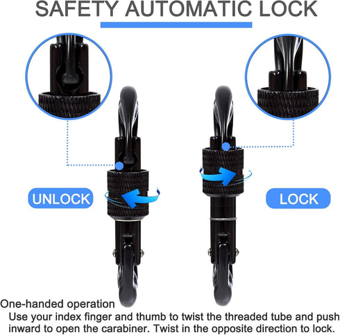 Heavy Duty Locking Carabiner Clips D Ring - Small Carabiners for Camping, Hiking, Dog Leash