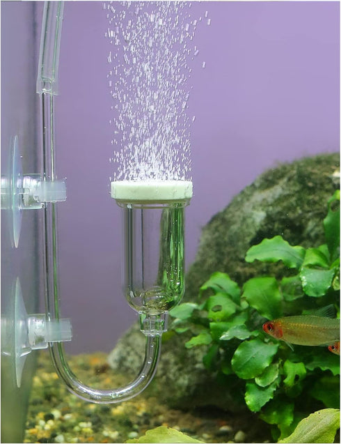 boxtech Aquarium Air Stone, Fish Tank Bubble Diffuser with 1 Check Valve, 2 Suction Cups for Hydroponic