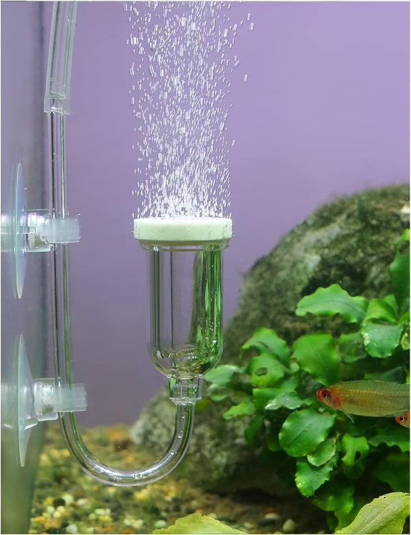 boxtech Aquarium Air Stone, Fish Tank Bubble Diffuser with 1 Check Valve, 2 Suction Cups for Hydroponic