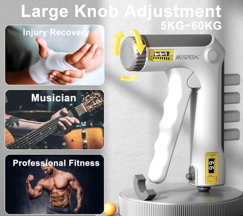 Hand Grip Strengthener: Adjustable Resistance Handgrip Trainer for Forearm Strength, 22-132Lbs