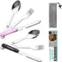 HAUSHOF 4-in-1 Camping Utensils, 2-Pack Detachable Stainless Steel Spoon, Fork, Knife & Bottle Opener for Traveling,